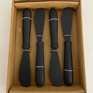 David‎ Shaw Artisan Hand Forged Accessories Onyx Spreaders Cheese Knives New